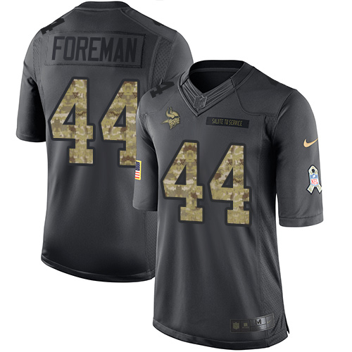 Nike Vikings #44 Chuck Foreman Black Men's Stitched NFL Limited 2016 Salute To Service Jersey